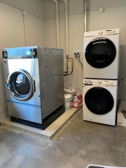 The Lebanon, OH, Fire Department recently constructed its first purpose-built firehouse. It installed a washer and dryer both in its Hot Zone (decon) and in the living quarters area. In decon, where space is at a premium, the department went with a stacked configuration for the washer and dryer. In the living quarters, the department installed the washer and dryer side-by-side. The Lebanon, OH, Fire Department recently constructed its first purpose-built firehouse. It installed a washer and dryer both in its Hot Zone (decon) and in the living quarters area. In decon, where space is at a premium, the department went with a stacked configuration for the washer and dryer. In the living quarters, the department installed the washer and dryer side-by-side.