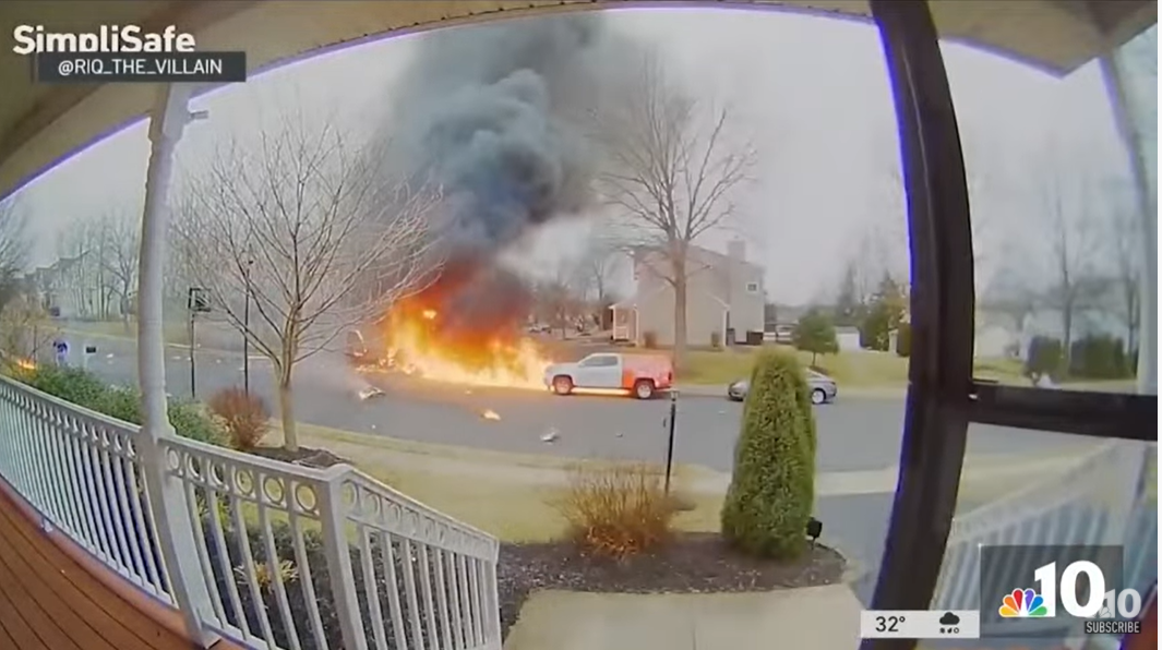 The small plane crashed into the Hilltown neighborhood in Bucks County and caught a vehicle on fire.