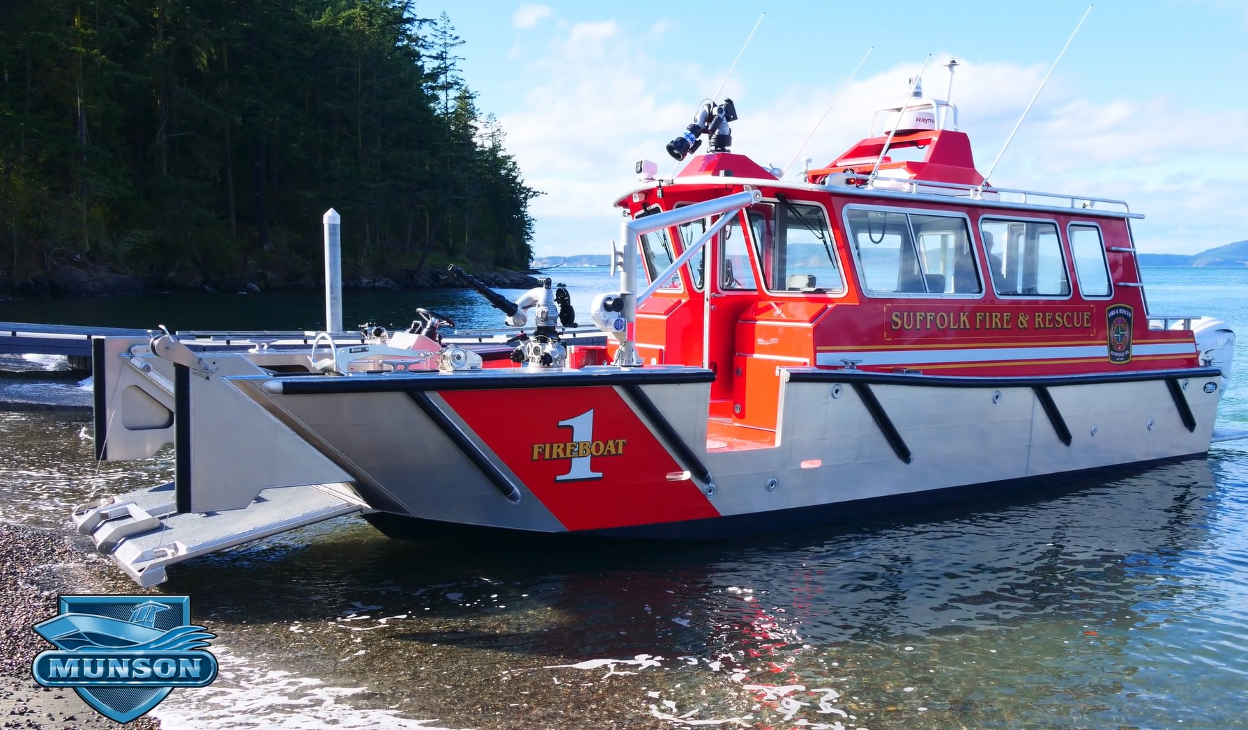The Suffolk Fire Department has taken delivery of a Munson Boats 34-foot Landing Craft fire/rescue boat.