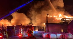 Winston-Salem firefighters were forced to abandon operations due to the possibility of an explosion of up to 600 tons of ammonium nitrate. Winston-Salem firefighters were forced to abandon operations due to the possibility of an explosion of up to 600 tons of ammonium nitrate.