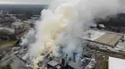 Drone footage of the Weaver Fertilizer Plant fire in Winston-Salem.