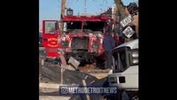 The Detroit Fire Department pumper was responding to a reported structure fire. The Detroit Fire Department pumper was responding to a reported structure fire.