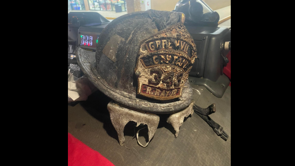 A Greenville fire captain's helmet shows the intense heat firefighters encountered as they attempted to rescue a child.