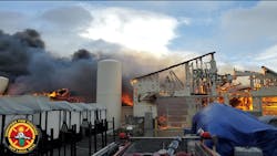 Sunnyside firefighters spent hours at the scene of a fire at a fertilizer plant. Sunnyside firefighters spent hours at the scene of a fire at a fertilizer plant.