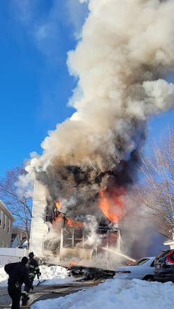 Fitchburg firefighters found heavy fire in the triple-decker building. Fitchburg firefighters found heavy fire in the triple-decker building.