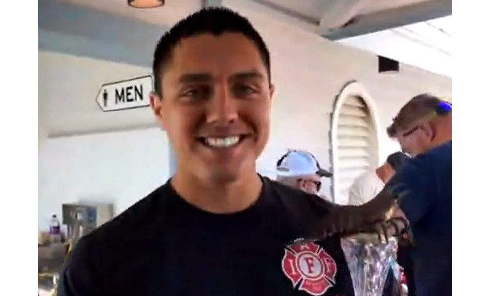 Fort Myers Beach firefighter and paramedic Joel Martinez has won his third consecutive shrimp eating contest.
