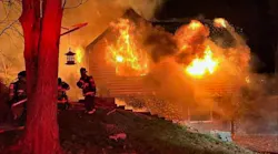 A mayday was called after a firefighter fell through the floor battling a house fire in Parkton.