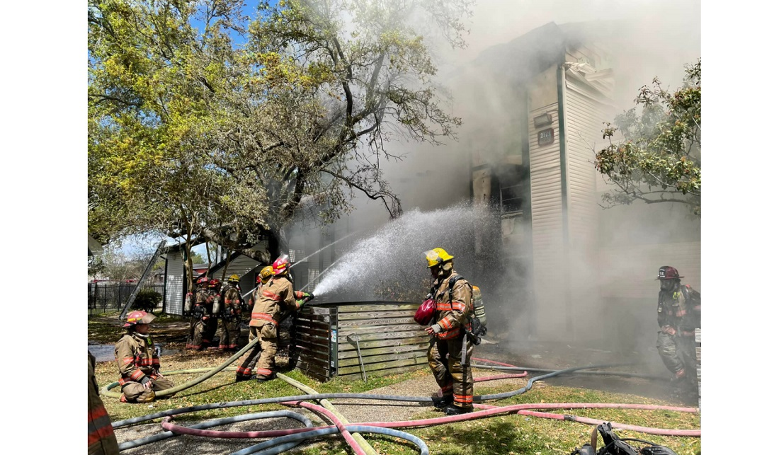 New Orleans firefighters battled a three-alarm apartment fire that injured one resident.