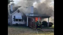 Helmet camera video shows Winston-Salem crews battle a single-family dwelling fire.