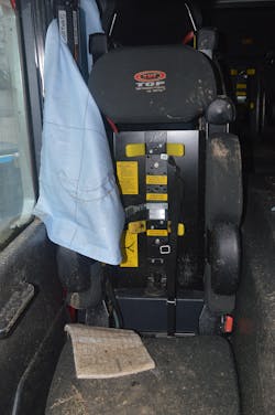 A side curtain air bag in a fire apparatus deployed after a quarter rollover. None of the six seat-belted firefighters who were on board were injured. A side curtain air bag in a fire apparatus deployed after a quarter rollover. None of the six seat-belted firefighters who were on board were injured.