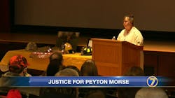 A memorial service was held for Watertown firefighter Peyton L.S. Morse, who died almost a year ago after being stricken during recruit firefighter training. A memorial service was held for Watertown firefighter Peyton L.S. Morse, who died almost a year ago after being stricken during recruit firefighter training.