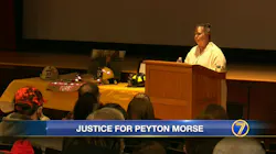 A memorial service was held for Watertown firefighter Peyton L.S. Morse, who died almost a year ago after being stricken during recruit firefighter training.