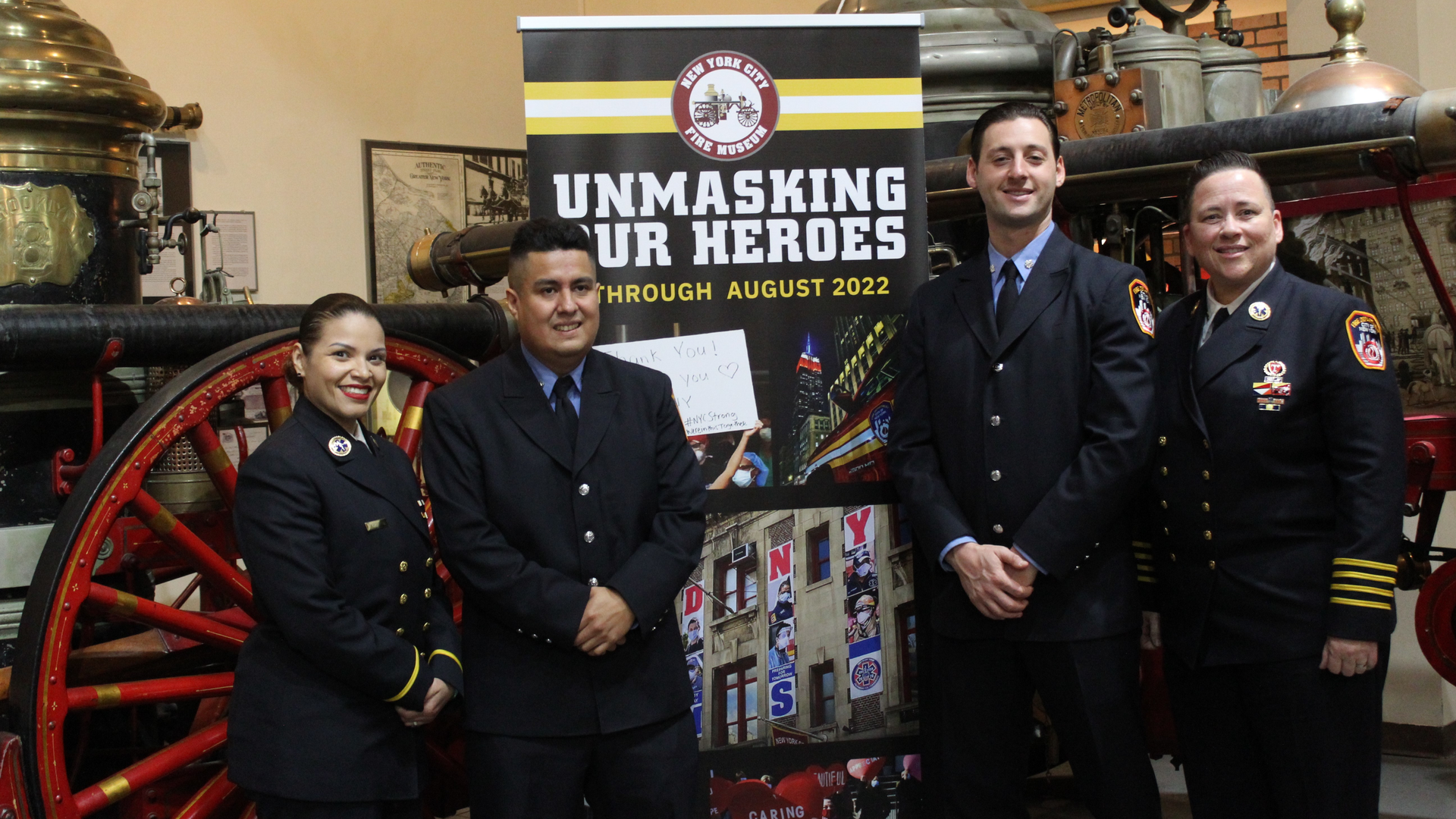 (From left) Deputy Chief Lorena Concepcion-Martinez, Paramedic Juan Gavilanes, EMT Michael Watenberg and FDNY Chief of EMS Lillian Bonsignore.