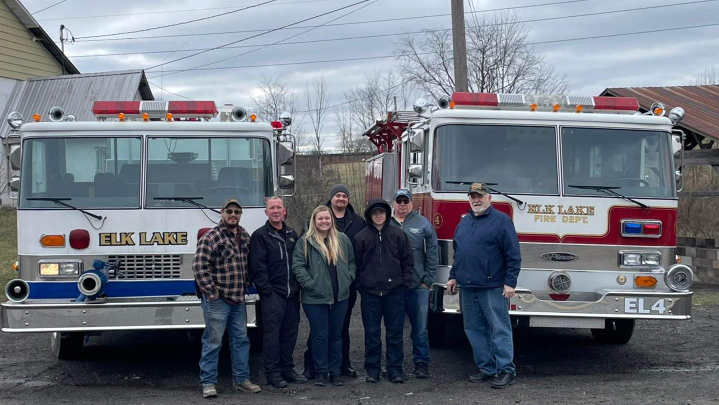The Elk Lake, PA, Volunteer Fire Company donated two pumpers to the Washington Park Fire Department in Illinois after a blaze destroyed their station and apparatus.