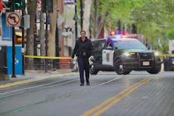 Sacramento Police Chief Kathy Lester walks the scene of the mass shooting in downtown Sacramento on Sunday.