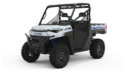 The Polaris RANGER XP in icy white pearl. The Polaris RANGER XP in icy white pearl.