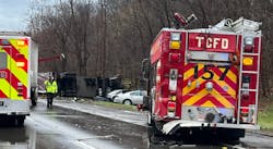 Town &amp; Country Fire District firefighter Philip M. Wigal, 35, was killed working at an accident scene, a photo by Ashland County Pictures shows the damage to the fire apparatus that was struck.