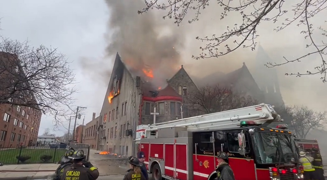 A massive three-alarm fire tore through a Chicago church on Good Friday causing extensive damage to the building.