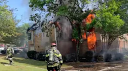 Columbia-Richland firefighters battled a two-alarm fire that caused heavy damage to an apartment building