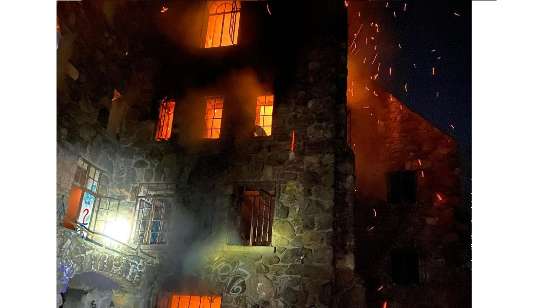 Firefighters in Westchester County battled fire at the abandoned Elda Castle once owned by the Abercrombie family.