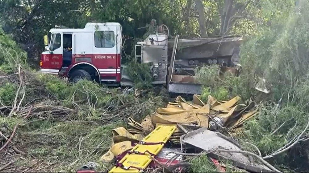 A Laredo fire truck retuning to their station from a call rolled over injuring three firefighters.