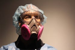 The display includes a manikin dressed in the PPE ensemble FDNY EMS needed to wear on every call. The display includes a manikin dressed in the PPE ensemble FDNY EMS needed to wear on every call.