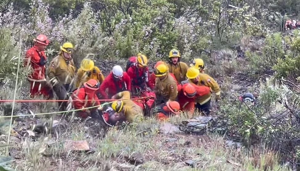 Search and Rescue crews from Cal-Fire and Mariposa County Sheriffs Office rescued a father and son after dropping off a cliff 400-500 feet.