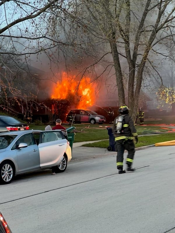 Two Orland Park police officers and an Orland Fire Protection District firefighter were injured responding to a fire.