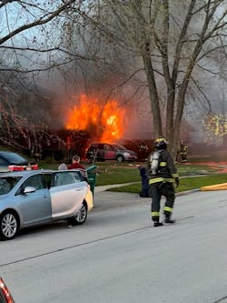 Two Orland Park police officers and an Orland Fire Protection District firefighter were injured responding to a fire. Two Orland Park police officers and an Orland Fire Protection District firefighter were injured responding to a fire.