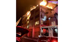 San Francisco firefighters rescued two occupants during a two-alarm apartment fire that sent one firefighter to the hospital with burns.