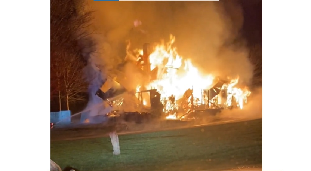 Two residents were burned in a fire that destroyed a Wakeshema Township home.