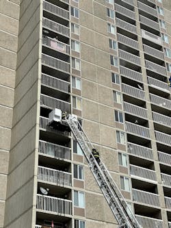 Cheif Brain Schaffer posted this photo from the third-alarm high-rise fire at 217 W Spokane Falls. One victim was rescued via tower 1. Several more patients were treated. Cheif Brain Schaffer posted this photo from the third-alarm high-rise fire at 217 W Spokane Falls. One victim was rescued via tower 1. Several more patients were treated.