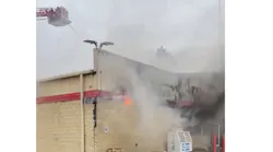 Saint Louis firefighters battled a two-alarm fire at a Family Dollar store.