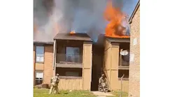 Houston firefighters battle a two-alarm apartment fire that left one firefighter injured and damaged 16 units.