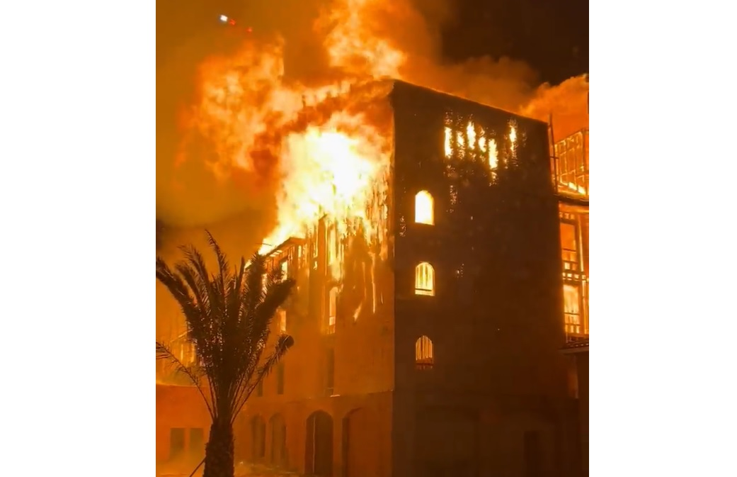 Ventura County firefighters battled a massive multiple alarm fire that leveled a hotel under construction in Camarillo.