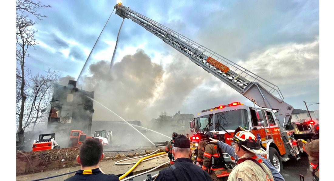 The Wheeling Fire Department battled a large fire in an unoccupied structure on Wheeling Island.