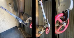 An 18-inch aluminum pipe wrench is a good addition to the high-rise bag. It adds little weight, opens wide enough to remove/adjust some pressure reducing valves (PRVs)/pressure regulating devices (PRDs), and can be used as extra leverage on the valve (by placing the jaws inside of the wheel) and to turn the stem if the wheel is missing. An 18-inch aluminum pipe wrench is a good addition to the high-rise bag. It adds little weight, opens wide enough to remove/adjust some pressure reducing valves (PRVs)/pressure regulating devices (PRDs), and can be used as extra leverage on the valve (by placing the jaws inside of the wheel) and to turn the stem if the wheel is missing.