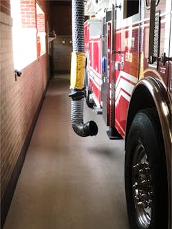 Prior to the use of magnetic grabbers and anchor plates to connect the hose of a hose-based vehicle exhaust system to an apparatus exhaust pipe, the hose was attached with a pneumatic bladder. Sometimes the bladder didn’t disengage as apparatus pulled out of the apparatus bay, tearing the hose from the vehicle exhaust system. Prior to the use of magnetic grabbers and anchor plates to connect the hose of a hose-based vehicle exhaust system to an apparatus exhaust pipe, the hose was attached with a pneumatic bladder. Sometimes the bladder didn’t disengage as apparatus pulled out of the apparatus bay, tearing the hose from the vehicle exhaust system.