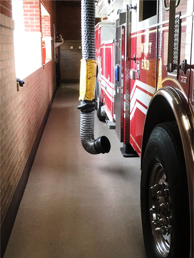 Prior to the use of magnetic grabbers and anchor plates to connect the hose of a hose-based vehicle exhaust system to an apparatus exhaust pipe, the hose was attached with a pneumatic bladder. Sometimes the bladder didn&rsquo;t disengage as apparatus pulled out of the apparatus bay, tearing the hose from the vehicle exhaust system.