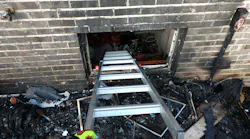An interior crew runs the risk of being disoriented in a basement should they fall through the floor after they enter a single-story house. Deploying a multipurpose ladder into a basement window might give those members a quick exit path or provide a quick entry path for a RIT.