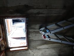 A multipurpose ladder can be deployed in its A-frame configuration to serve as an exit from a basement window. A multipurpose ladder can be deployed in its A-frame configuration to serve as an exit from a basement window.