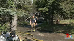 Anchorage firefighters worked with Department of Forestry crews to prevent the fire from spreading to the surrounding area. Anchorage firefighters worked with Department of Forestry crews to prevent the fire from spreading to the surrounding area.