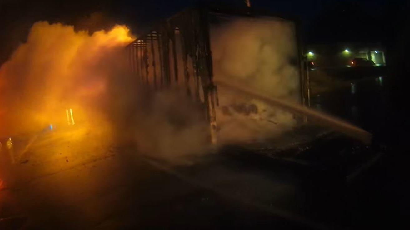 The loss of the trailer and its contents was estimated at about $100,000 by Peterborough Fire Chief Ed Walker.