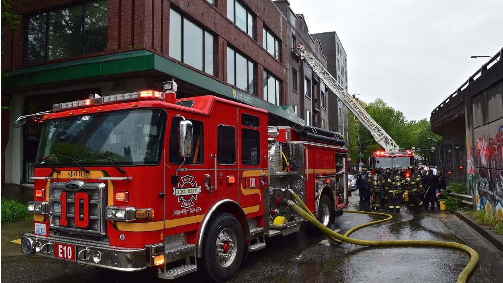 Seattle firefighters responded to an apartment fire Sunday after neighbors spotted smoke.