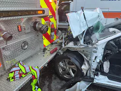 The car crashed into South Hill VFD Engine 72 after striking a command vehicle.