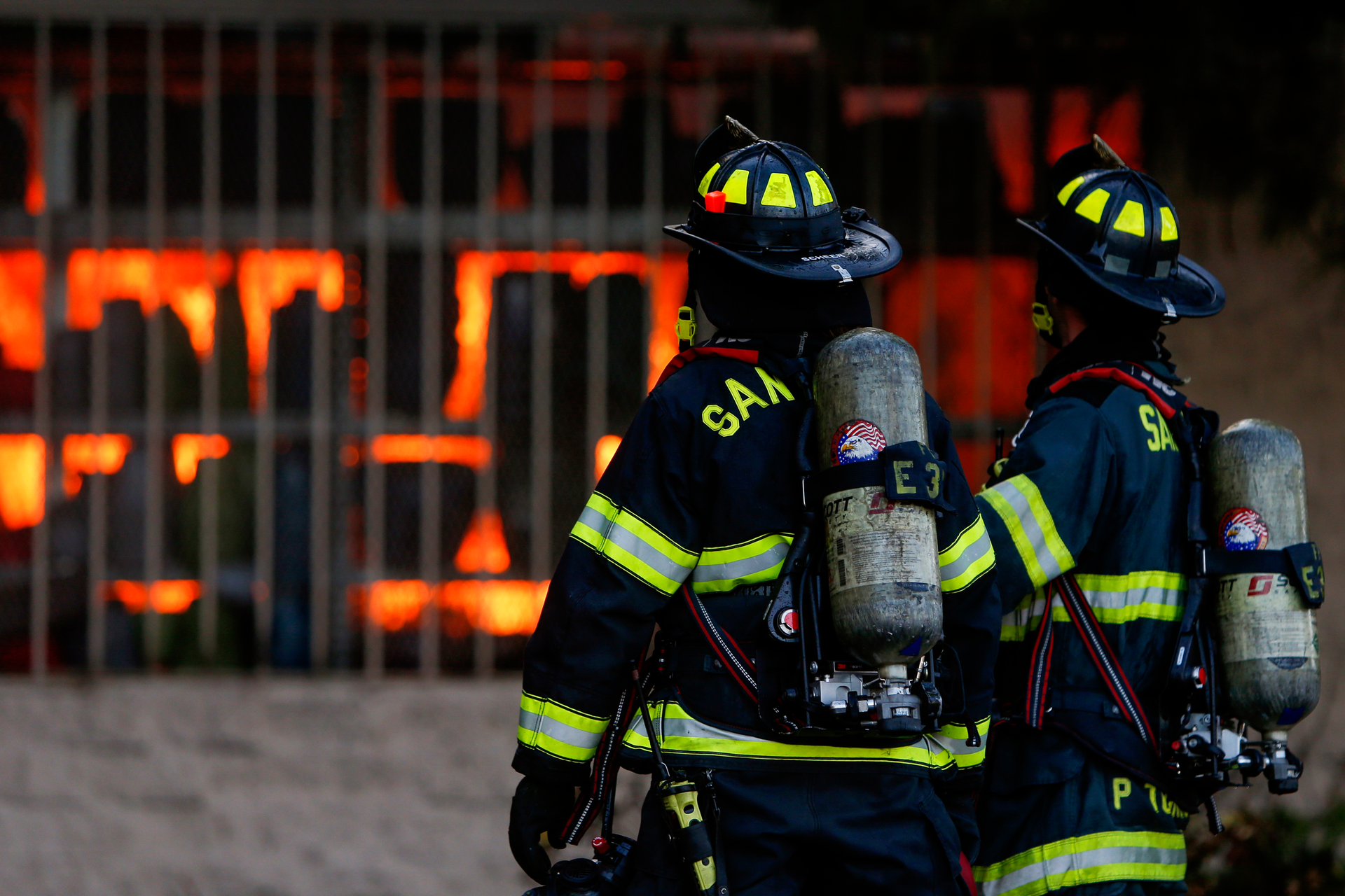 San Jose City Fire Department firefighters work on a fire outside of Home Depot off Blossom Hill Road in San Jose.