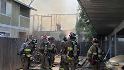 Fresno fire crews respond to an apartment fire near Marks and Dakota avenues on Monday, May 16, 2022. Fresno fire crews respond to an apartment fire near Marks and Dakota avenues on Monday, May 16, 2022.