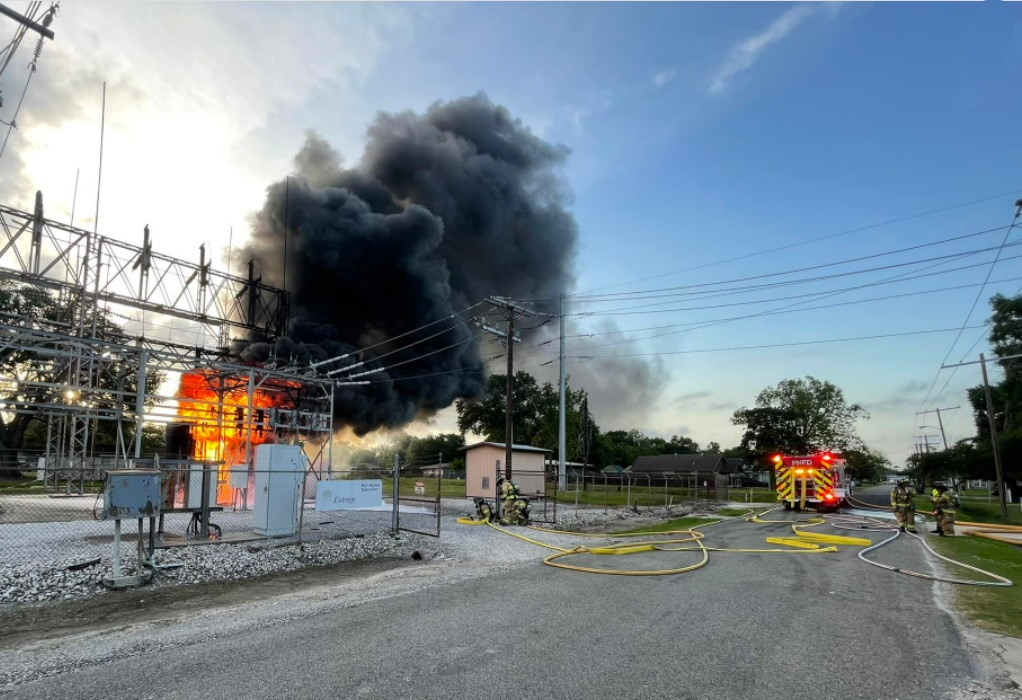 Port Neches firefighters battled an electrical fire involving an Entergy substation in Port Neches.