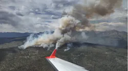 Smoke rolls from the spreading Plumtaw fire at the San Juan National Forest northwest of Pagosa Springs, CO.
