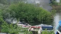 Two pleasure boats caught fire on the Columbia River between Vancouver and Caterpillar Island Sunday afternoon.